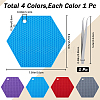 Gorgecraft 4Pcs 4 Colors Honeycomb Pattern Silicone Hot Pads AJEW-GF0008-33B-2