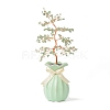 Natural Green Aventurine Chips with Brass Wrapped Wire Money Tree on Ceramic Vase Display Decorations DJEW-B007-01E-1