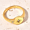 Flat Round with Star Pattern 304 Stainless Steel Micro Pave Clear Cubic Zirconia Finger Rings FS-WG7CEF6-02-2