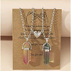 2Pcs Glass Double Faceted Pointed Bullet Pendant Couple Necklaces with Heart Magnetic Clasps FS-WG058EE-04-1