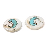 Ocean Printed Natural Freshwater Shell Flat Round Beads SHEL-A006-13A-2