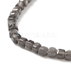 Natural Silver Sheen Obsidian Cube Beaded Stretch Bracelet for Women BJEW-JB08976-03-4
