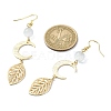 Brass Moon & Leaf Dangle Earrings EJEW-TA00364-3