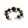 Adjustable Natural Obsidian with Brass Rings G-B075-01G-03-3