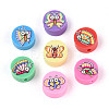 Printed Handmade Polymer Clay Beads CLAY-T022-12L-1