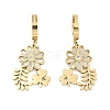 Left and Right Clover & Flower 304 Stainless Steel Shell Dangle Earrings EJEW-L283-068G-1