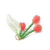 Glass Seed Beaded Magnolia Flower Pendants PALLOY-MZ01112-5