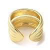 Rack Plating Brass Multi Lines Open Cuff Rings RJEW-K249-05G-3