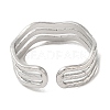 304 Stainless Steel Triple Line Open Cuff Ring for Women RJEW-M149-02P-2