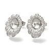 Brass Micro Pave Clear Cubic Zirconia Stud Earring Findings KK-K388-15P-2