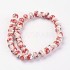 Handmade Flower Printed Porcelain Ceramic Beads Strands PORC-J006-A07-2