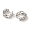 Rack Plating Brass Pave Clear Cubic Zirconia Oval Cuff Earrings for Women EJEW-P280-16P-2