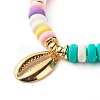 Shell Shape Cubic Zirconia Charm Stretch Bracelets Set for Teen Girl Women BJEW-JB06850-01-12