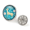 Round with Deer Glass Brooches JEWB-A022-01G-2