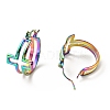 Ion Plating(IP) Rainbow Color 304 Stainless Steel Cross Hoop Earrings for Women EJEW-G293-02M-2