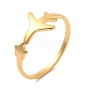 Ion Plating(IP) 304 Stainless Steel Star & Airplane Open Cuff Ring for Women RJEW-M149-12G-3