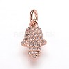 Brass Micro Pave Cubic Zirconia Charms Pendants ZIRC-K070-32RG-1