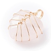 Natural Rose Quartz Faceted Gemstone Pendants PALLOY-JF01304-01-3