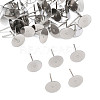 Tarnish Resistant 316 Surgical Stainless Steel Flat Round Blank Peg Stud Earring Settings X-STAS-R073-06A-3