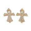 Rack Plating Brass Micro Pave Clear Cubic Zirconia Connector Charms KK-A175-01G-2