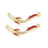Brass Micro Pave Clear Cubic Zirconia Connector Charms KK-C104-17G-1