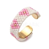 Glass Beads with 304 Stainless Steel Cuff Rings RJEW-MZ00031-3