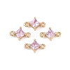 Brass Pave Glass Rhombus Links Connector Charms GLAA-Q088-001A-1