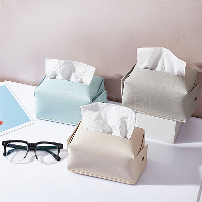 3Pcs 3 Colors Foldable PVC Imitation Leather Tissue Storage Bags ABAG-CA0001-11-1