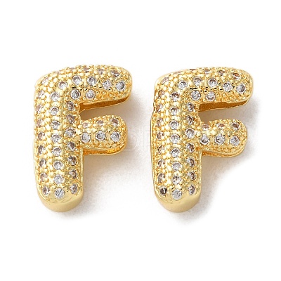 Rack Plating Brass Micro Pave Cubic Zirconia Slide Charms KK-C084-34G-F-1
