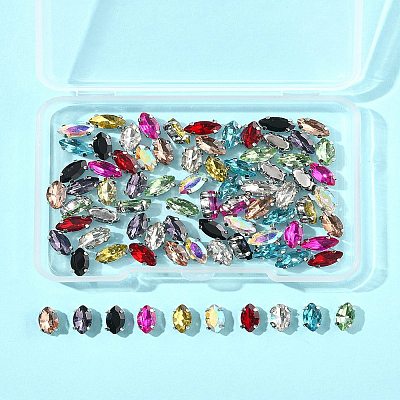 80Pcs 10 Colors Sew on Rhinestone RGLA-FS0001-18-1