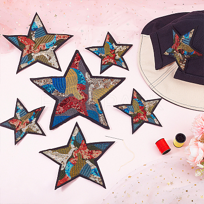 Star Sew on PVC Sequins Patches PATC-FG0001-15-1