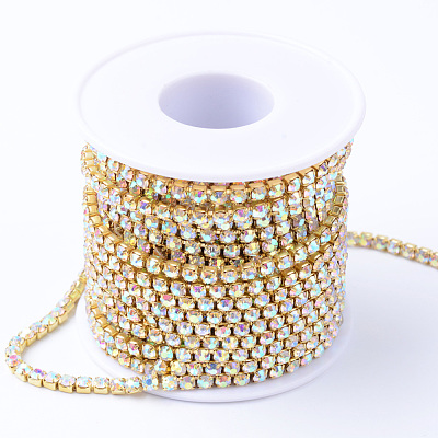 Brass Rhinestone Strass Chains CHC-T001-SS16-02C-1