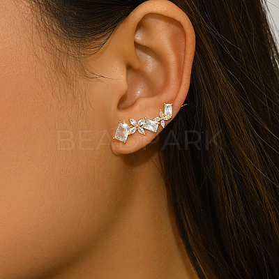 Brass Micro Pave Cubic Zirconia Stud Earrings for Women CY3944-1