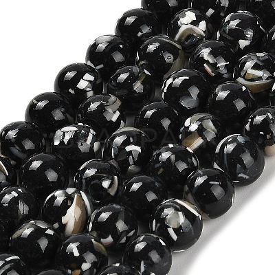 Assembled Synthetic Stone and Trochus Shell Beads Strands G-B128-08C-04-1
