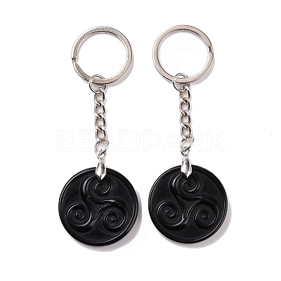 Natural Gemstone Triskele/Triskelion Pendant Keychain KEYC-A031-01P-1