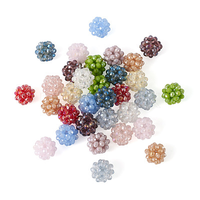 36Pcs 12 Colors Handmade Glass Woven Beads WOVE-TA0001-08-1