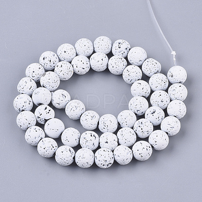 Spray Painted Natural Lava Rock Beads Strands G-N0324-D-10-1