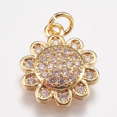 Brass Micro Pave Cubic Zirconia Charms ZIRC-E147-34G-1