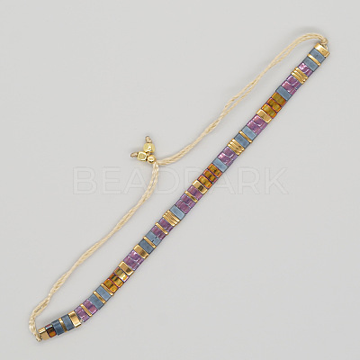 Vintage Ethnic Style Adjustable Glass Tila Beaded Handmade Slider Bracelets for Women ZN9527-11-1