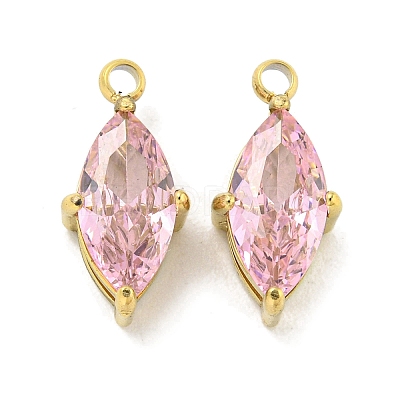 PVD Vacuum Plating 304 Stainless Steel Cubic Zirconia Pendants STAS-L278-006G-02-1