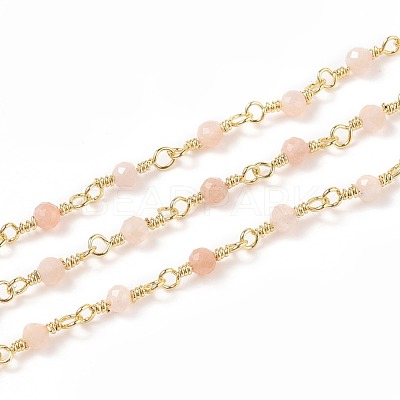 3.28 Feet Natural Sunstone Handmade Beaded Chains X-CHC-K008-A08-1