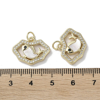 Brass Micro Pave Cubic Zirconia Pendants KK-G485-27A-G-1