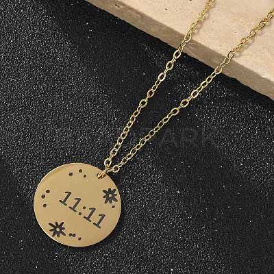 304 Stainless Steel Number 11:11 Pendant Necklaces NJEW-NH0002-01G-02-1