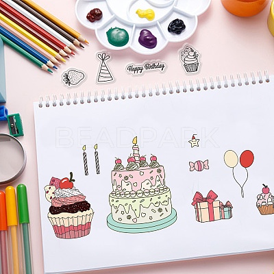 1 Set Birthday Cake PET Hollow Out Drawing Painting Stencils DIY-GL0004-111-1