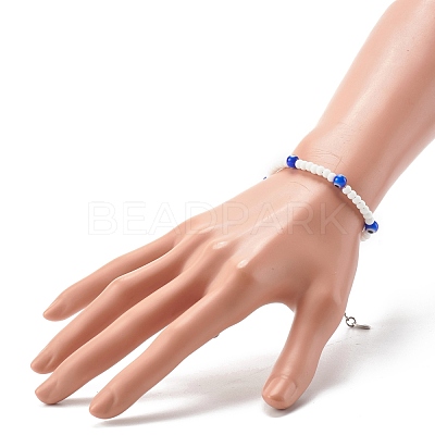 Round Glass Beaded Bracelet BJEW-JB06484-1
