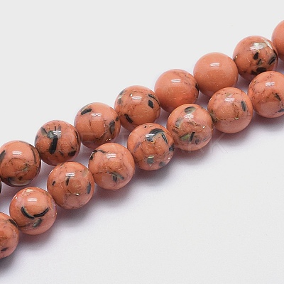 Sea Shell and Synthetic Turquoise Assembled Beads Strands G-G758-12-8mm-1
