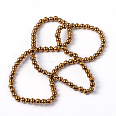Non-Magnetic Synthetic Hematite Beads Strands G-G091-4mm-1-1