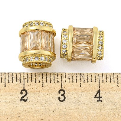 Rack Plating Brass Micro Pave Cubic Zirconia European Beads KK-F089-31G-07-1