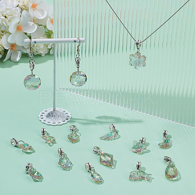 28Pcs 14 Style Glass European Dangle Charms PALLOY-WR00020-1