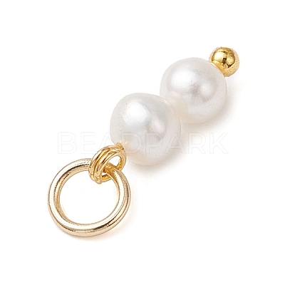 Natural Cultured Freshwater Pearl Round Beaded Charms PALLOY-JF04308-1